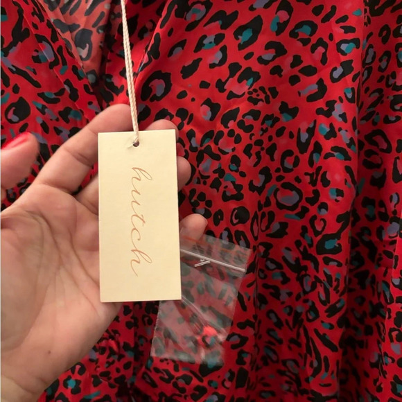 HUTCH CHERRY LEOPARD TIE WAIST BUTTON UP BLOUSE - Picture 8 of 8